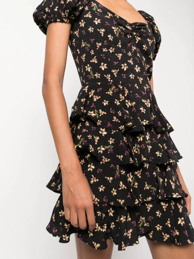 ROTATE Mini-jurk met bloemenprint Zwart