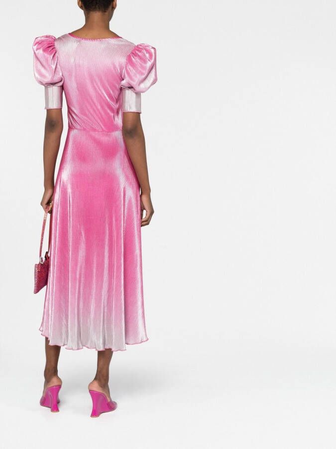 ROTATE BIRGER CHRISTENSEN Midi-jurk met pofmouwen Roze