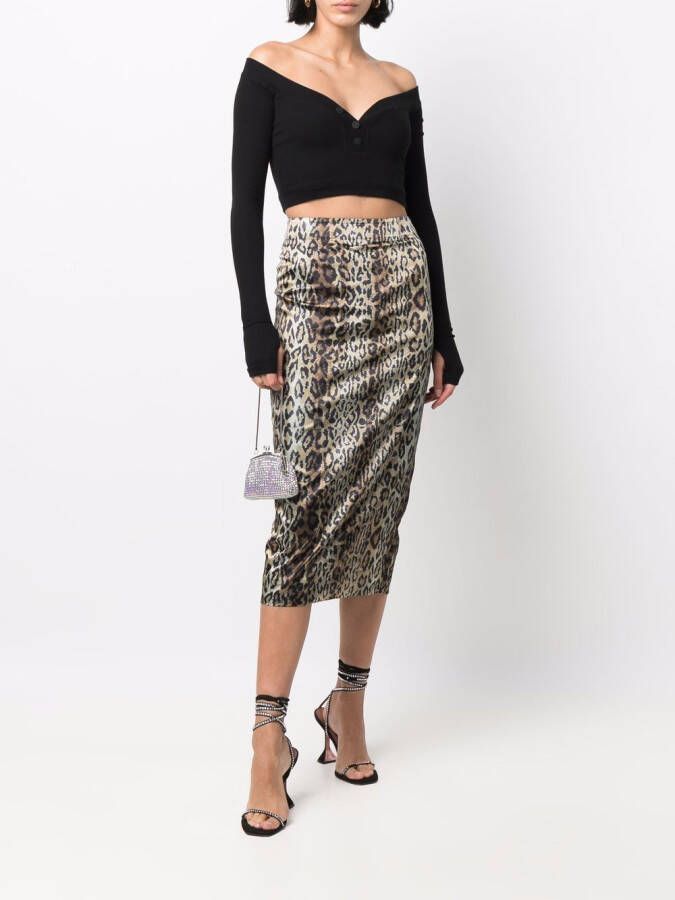 ROTATE BIRGER CHRISTENSEN Kokerrok met dierenprint Beige