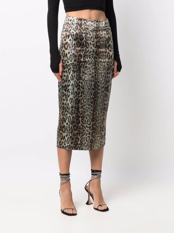 ROTATE BIRGER CHRISTENSEN Kokerrok met dierenprint Beige