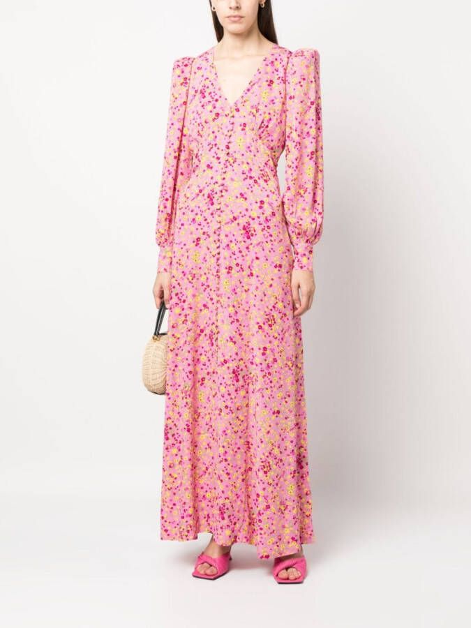 ROTATE BIRGER CHRISTENSEN Maxi-jurk met bloemjacquard Roze