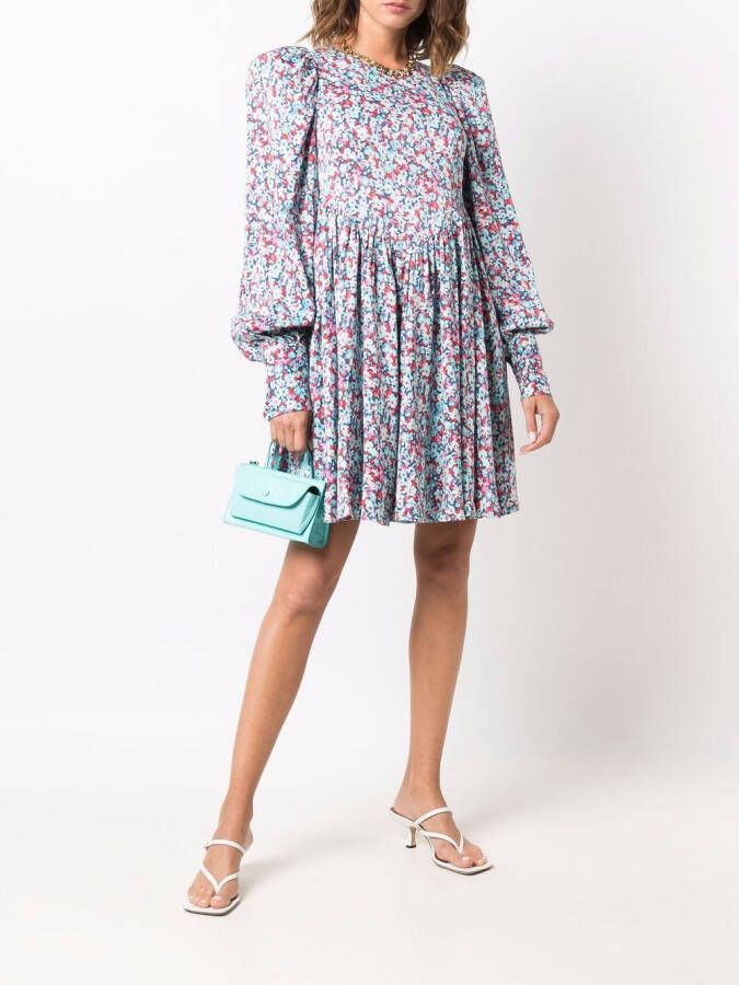 ROTATE BIRGER CHRISTENSEN Midi-jurk met bloemenprint Blauw