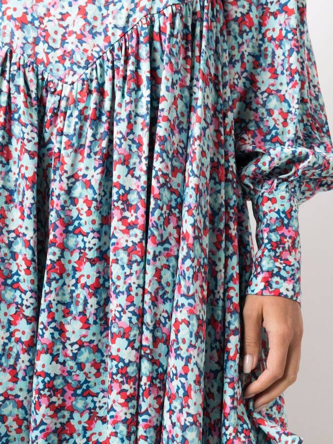 ROTATE BIRGER CHRISTENSEN Midi-jurk met bloemenprint Blauw