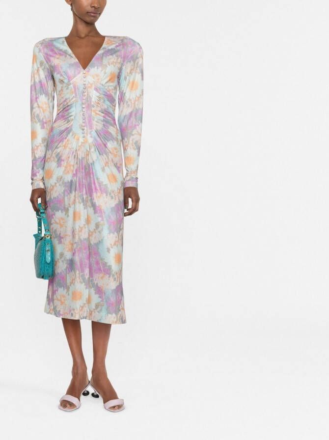 ROTATE BIRGER CHRISTENSEN Midi-jurk met bloemenprint Roze
