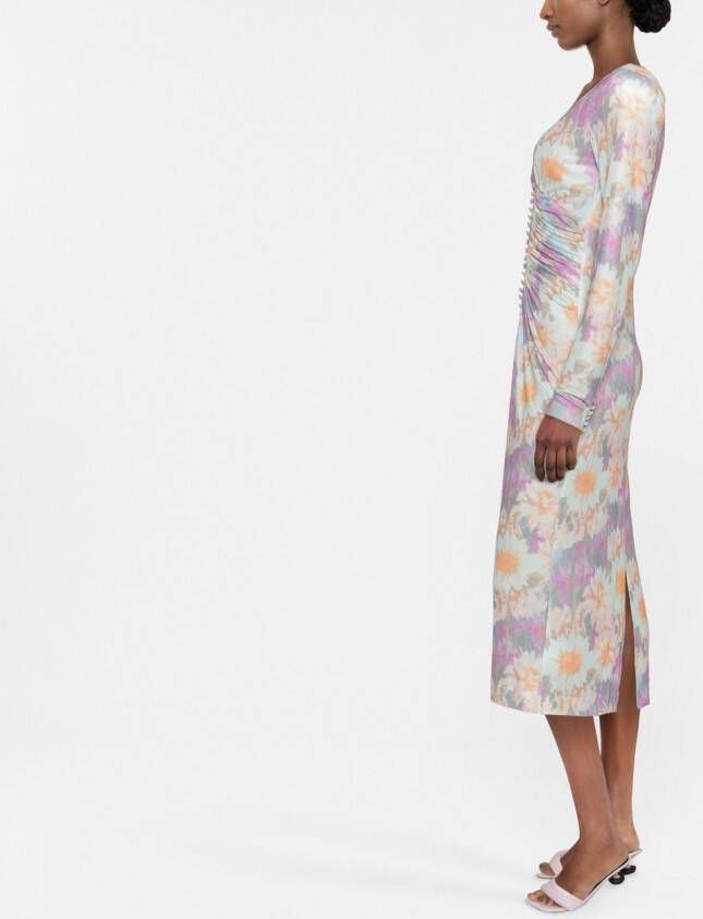 ROTATE BIRGER CHRISTENSEN Midi-jurk met bloemenprint Roze