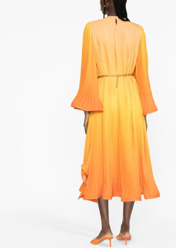 Rowen Rose Geplooide jurk Oranje