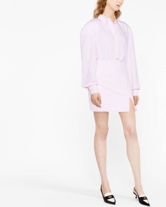 Rowen Rose Gestreepte mini-rok Roze