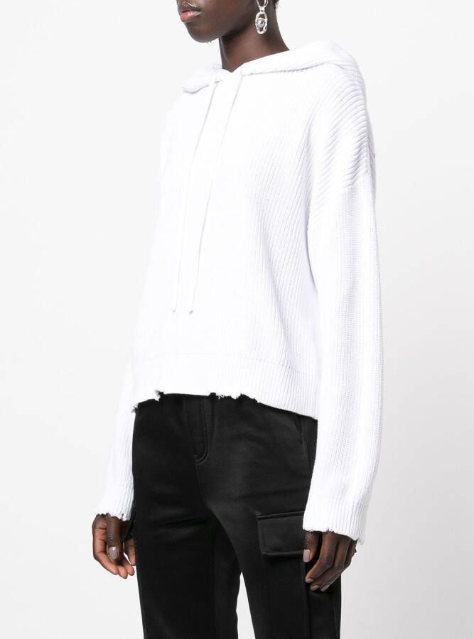 RTA Hoodie met gerafelde afwerking Wit