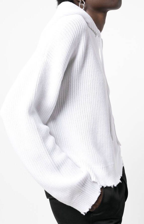 RTA Hoodie met gerafelde afwerking Wit