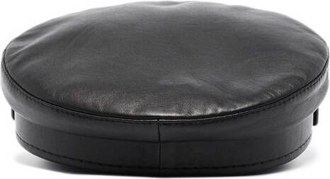 Ruslan Baginskiy Black leather baker boy cap Zwart