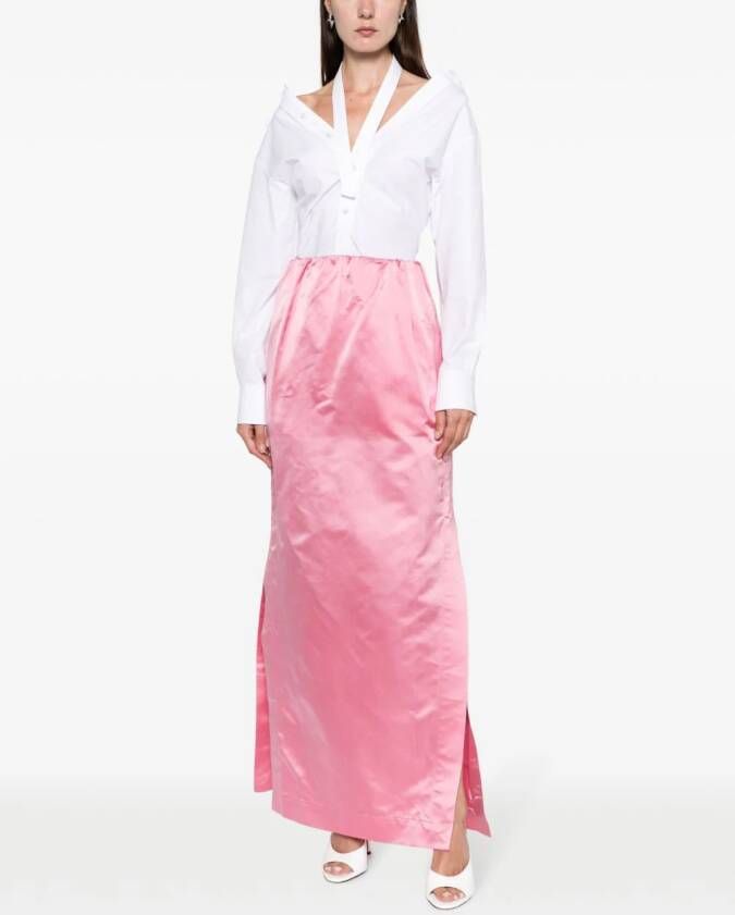 SA SU PHI Gekreukte maxi-rok Roze