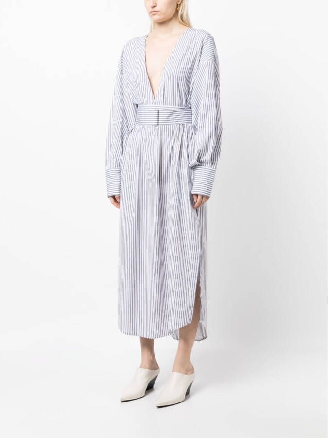 SA SU PHI Gestreepte blousejurk Wit
