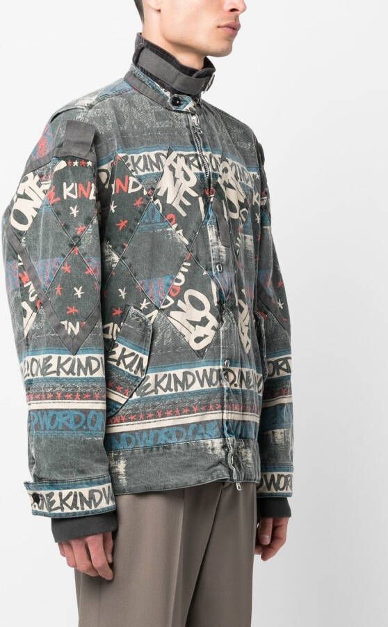 sacai Bomberjack met tekst Grijs