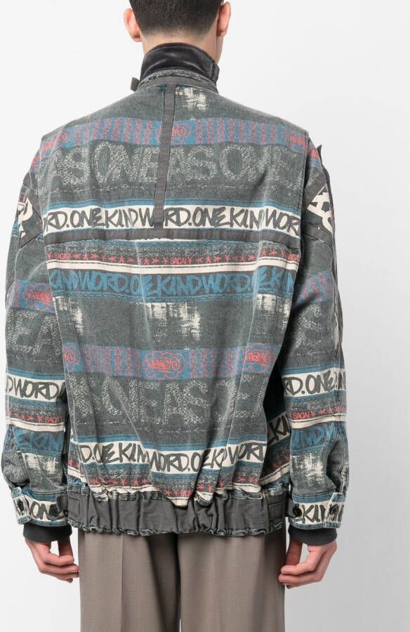 sacai Bomberjack met tekst Grijs