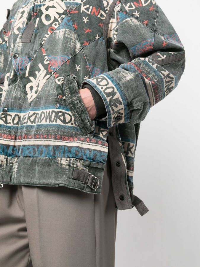 sacai Bomberjack met tekst Grijs