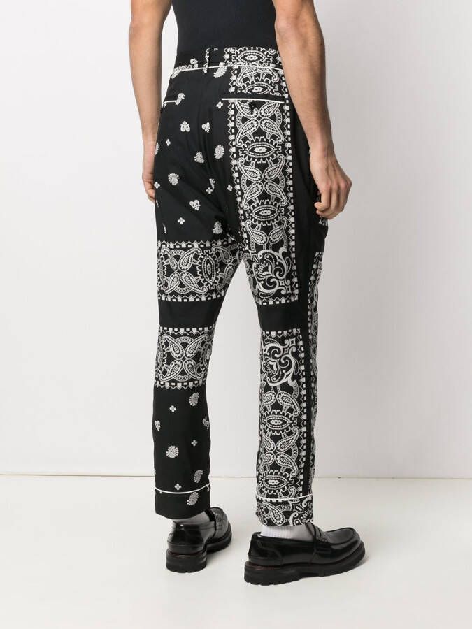 sacai Broek met paisley-print Zwart
