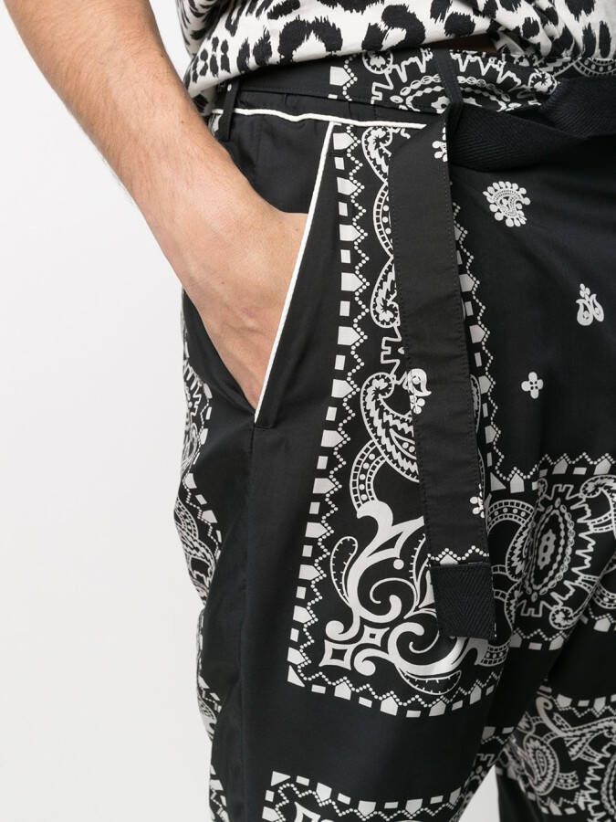 sacai Broek met paisley-print Zwart