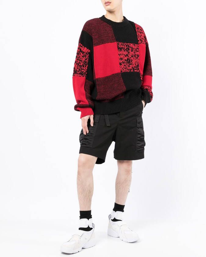 sacai Geruite trui Rood