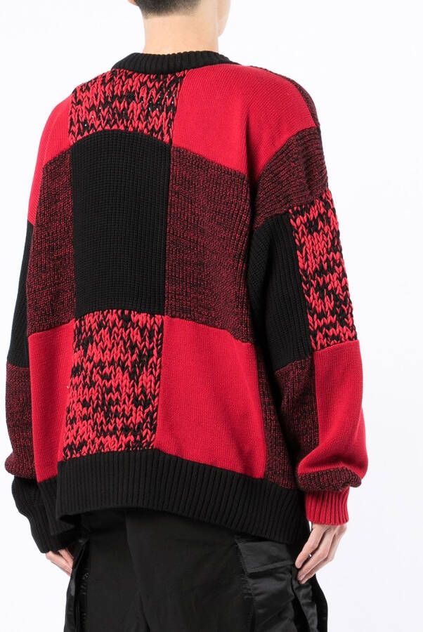 sacai Geruite trui Rood