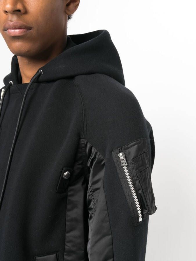 sacai Hoodie met rits Zwart