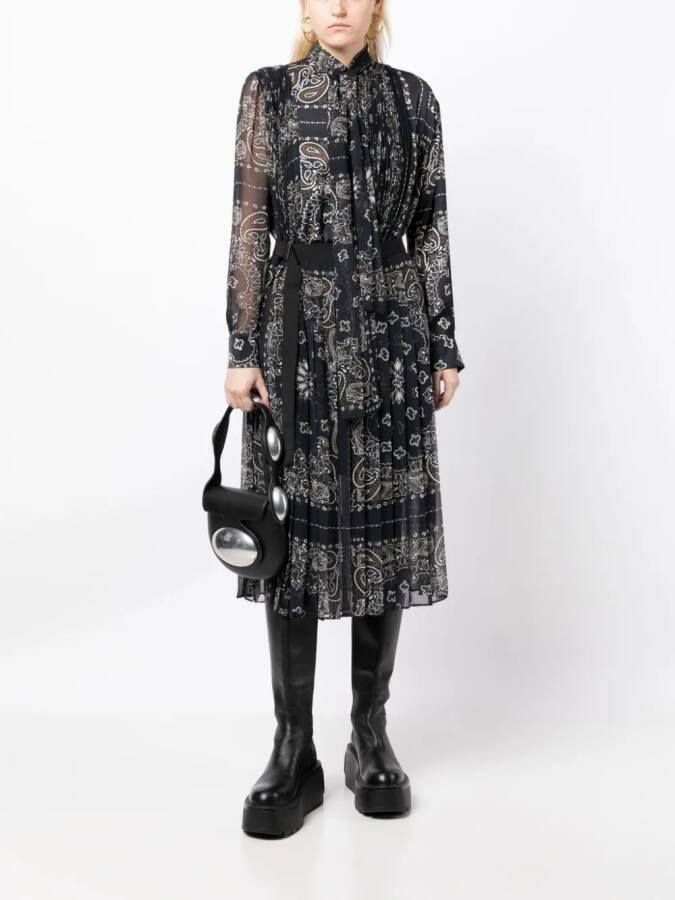 sacai Midi-jurk met paisley-print Blauw
