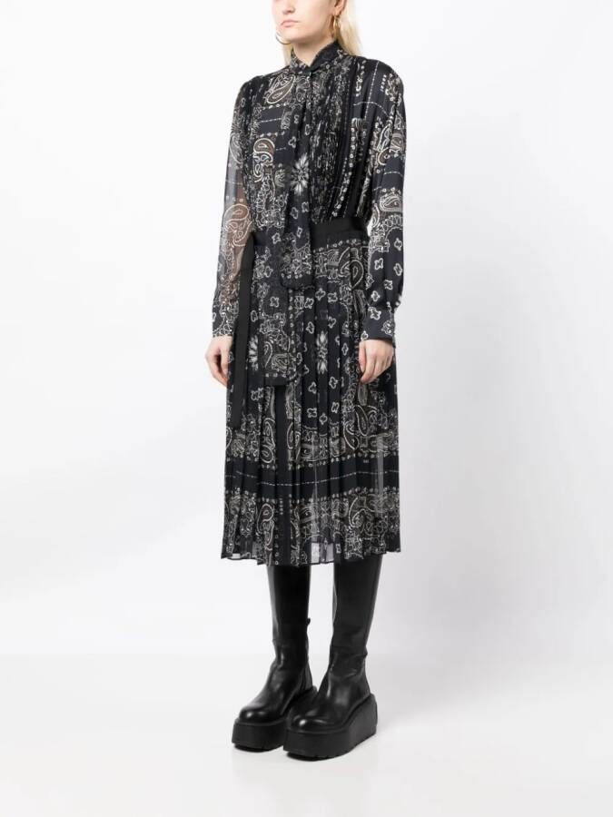 sacai Midi-jurk met paisley-print Blauw