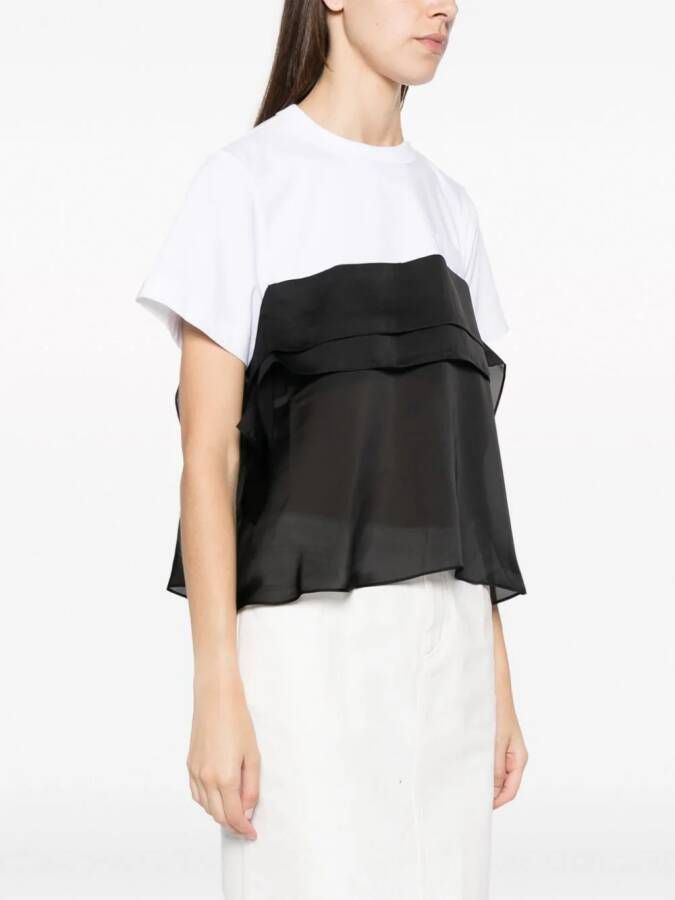 sacai Semi-doorzichtig T-shirt Zwart