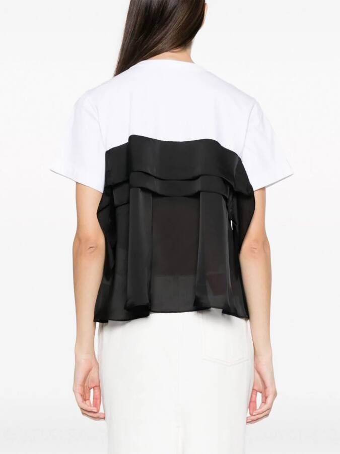 sacai Semi-doorzichtig T-shirt Zwart