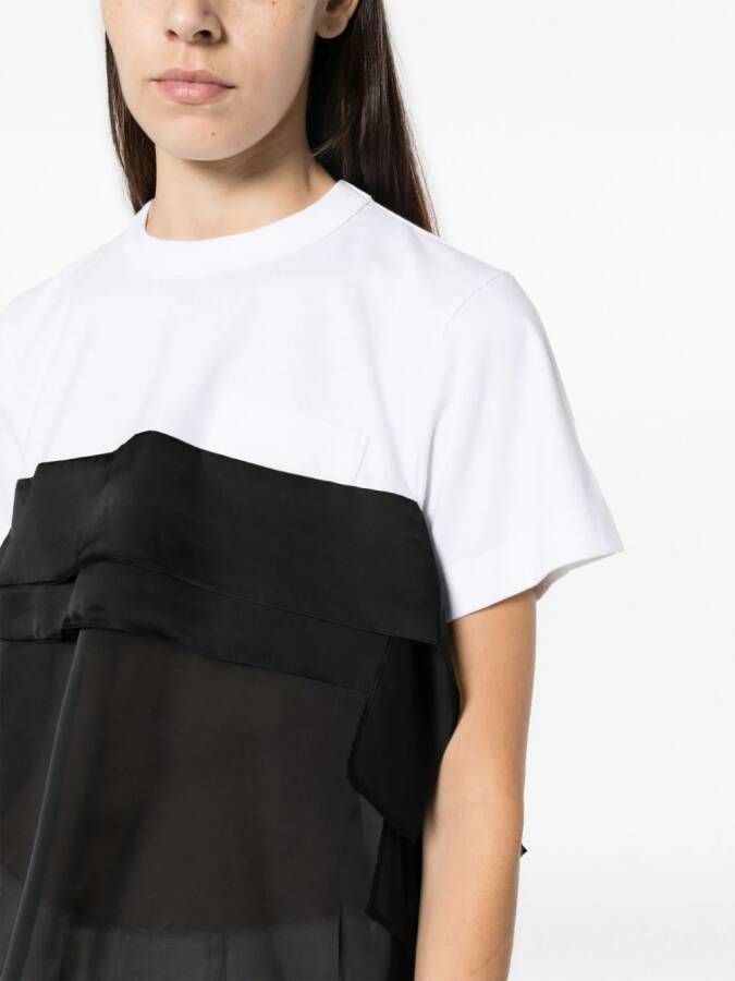 sacai Semi-doorzichtig T-shirt Zwart