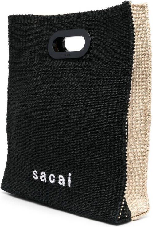 sacai Shopper met geborduurd logo Beige