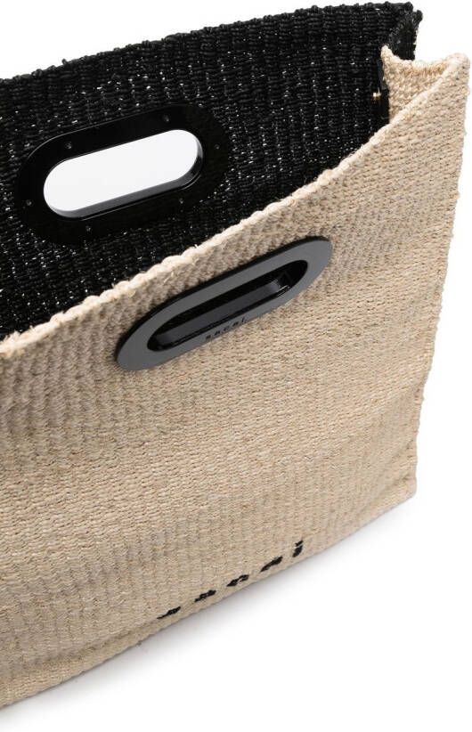 sacai Shopper met geborduurd logo Beige
