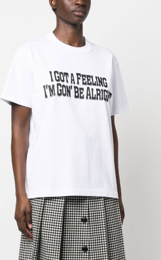 sacai T-shirt met tekst Wit