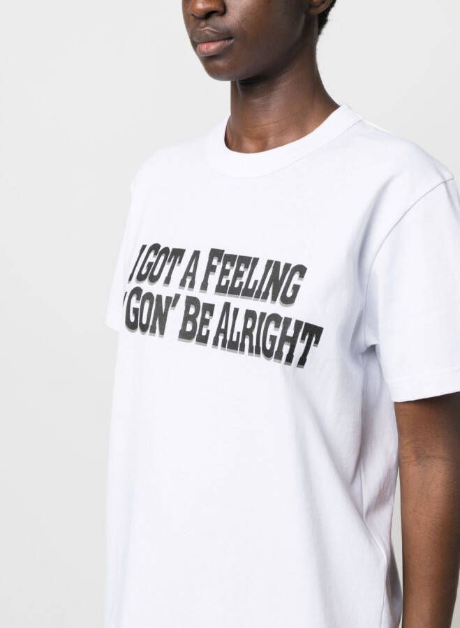 sacai T-shirt met tekst Wit