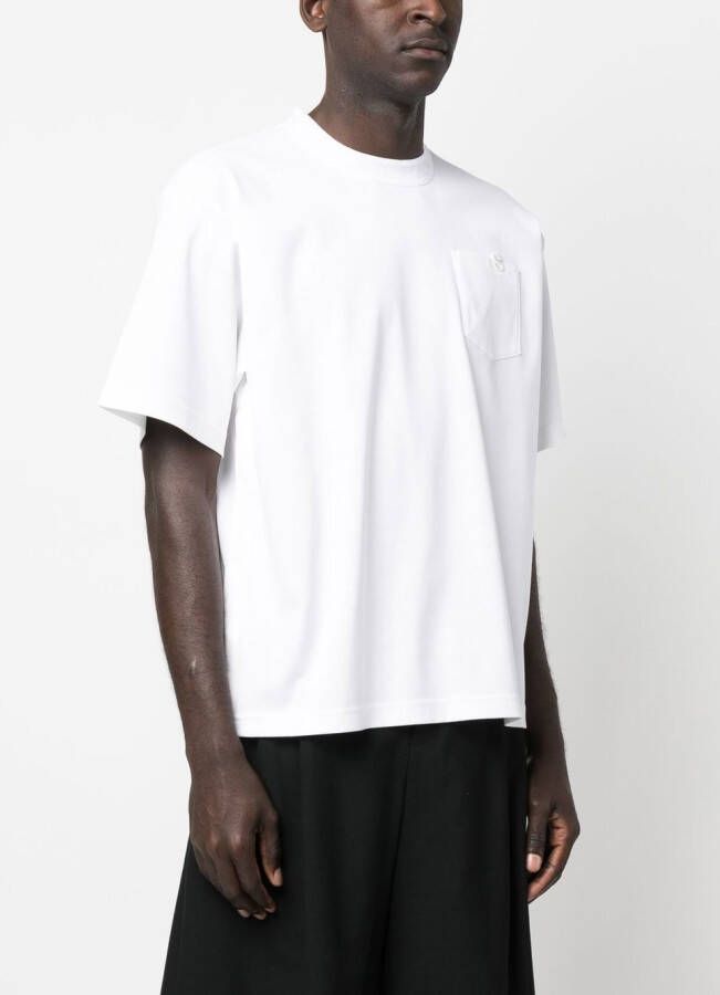 sacai T-shirt met geborduurd logo Wit