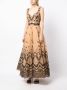 Saiid Kobeisy Jurk met geborduurde bloemen Beige - Thumbnail 3