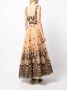 Saiid Kobeisy Jurk met geborduurde bloemen Beige - Thumbnail 4
