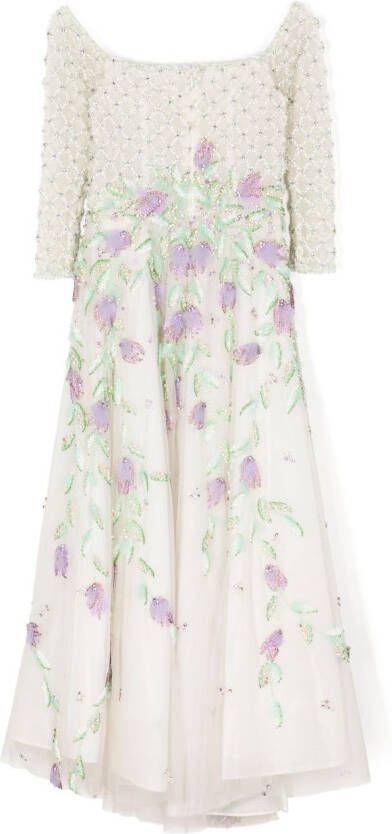 Saiid Kobeisy Jurk met tulen detail Wit