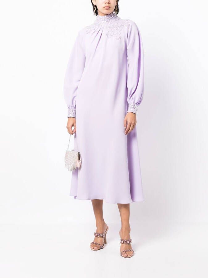 Saiid Kobeisy Midi-jurk met hoge hals Paars
