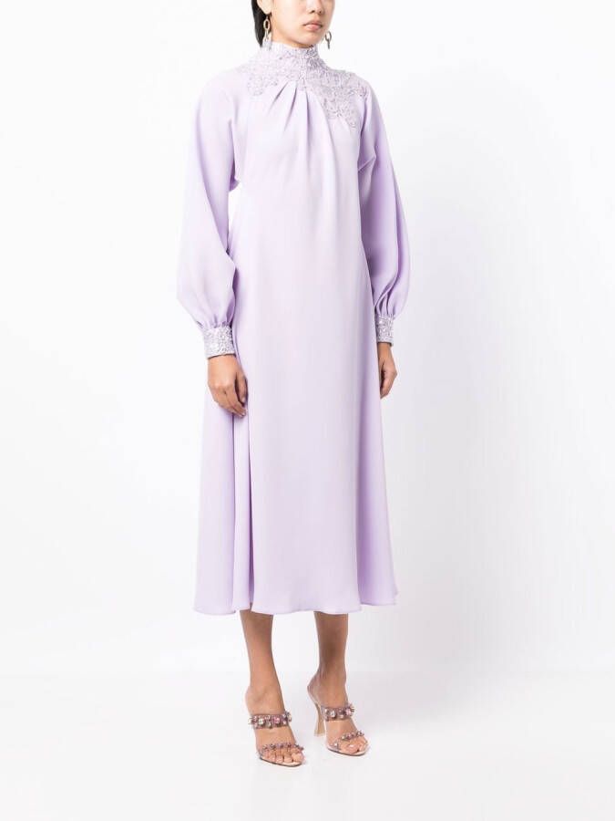 Saiid Kobeisy Midi-jurk met hoge hals Paars