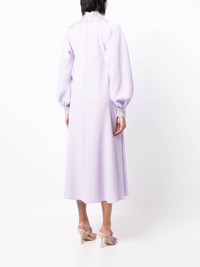Saiid Kobeisy Midi-jurk met hoge hals Paars
