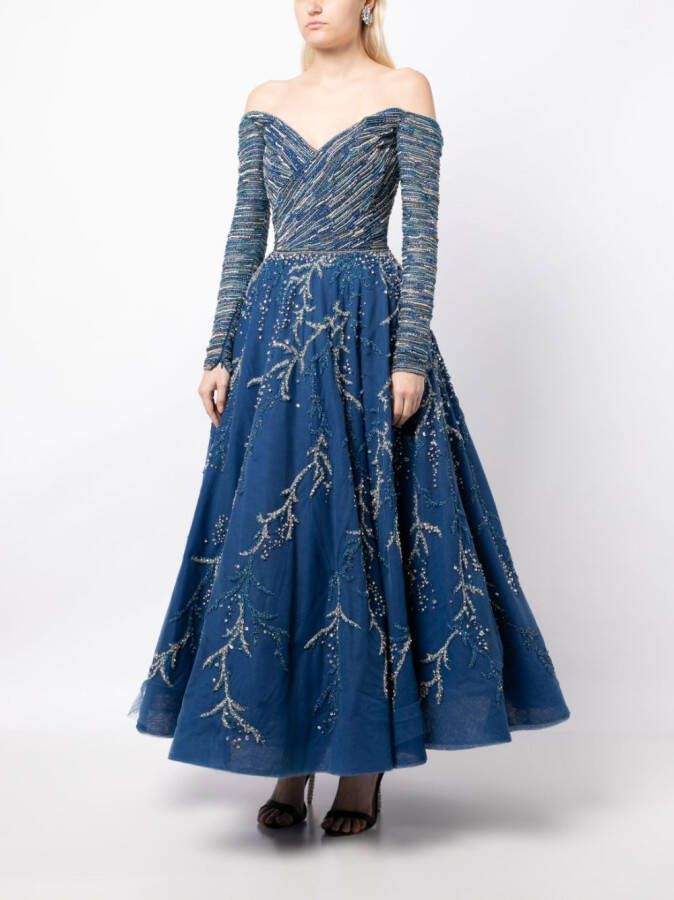 Saiid Kobeisy Off-shoulder jurk Blauw