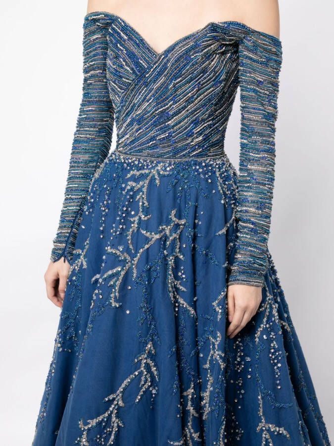 Saiid Kobeisy Off-shoulder jurk Blauw