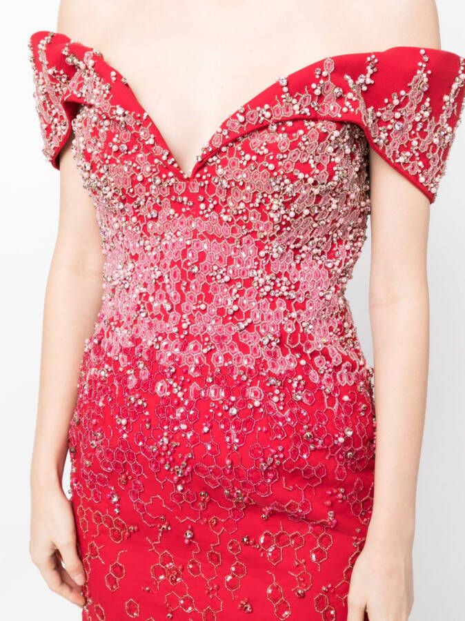 Saiid Kobeisy Off-shoulder jurk Rood