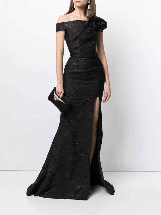 Saiid Kobeisy Off-shoulder maxi-jurk Zwart
