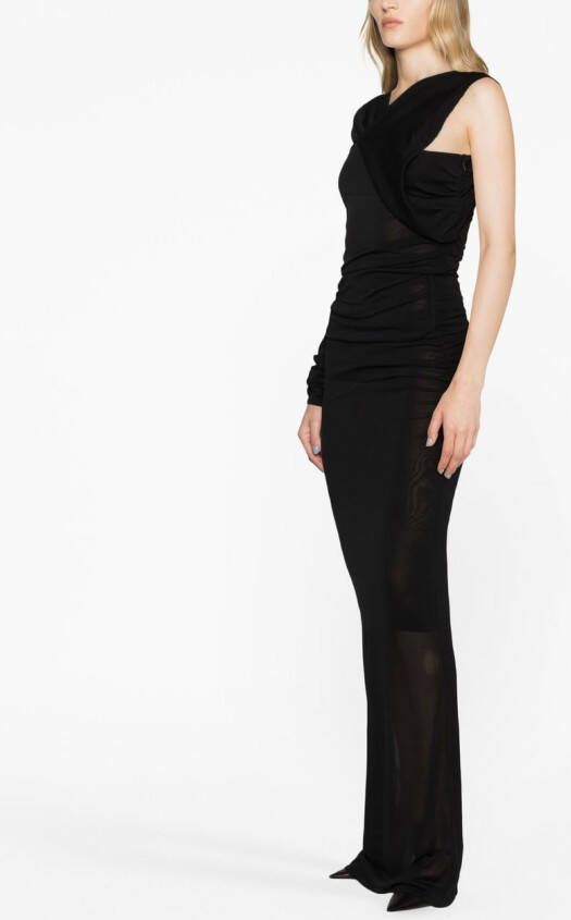 Saint Laurent Asymmetrische maxi-jurk Zwart