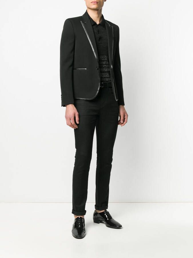 Saint Laurent Blazer met contrasterende afwerking Zwart