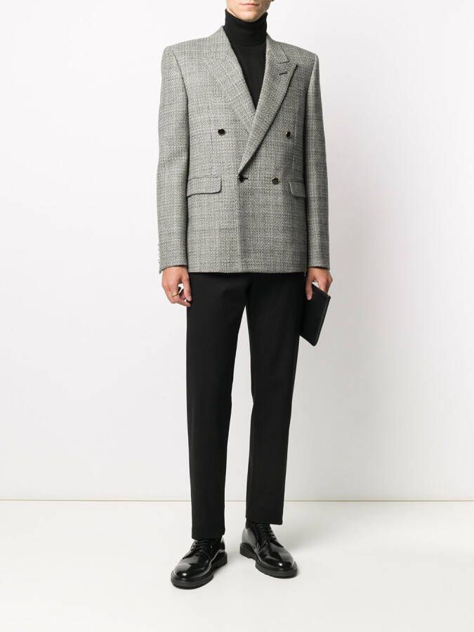 Saint Laurent Blazer met enkele rij knopen Beige
