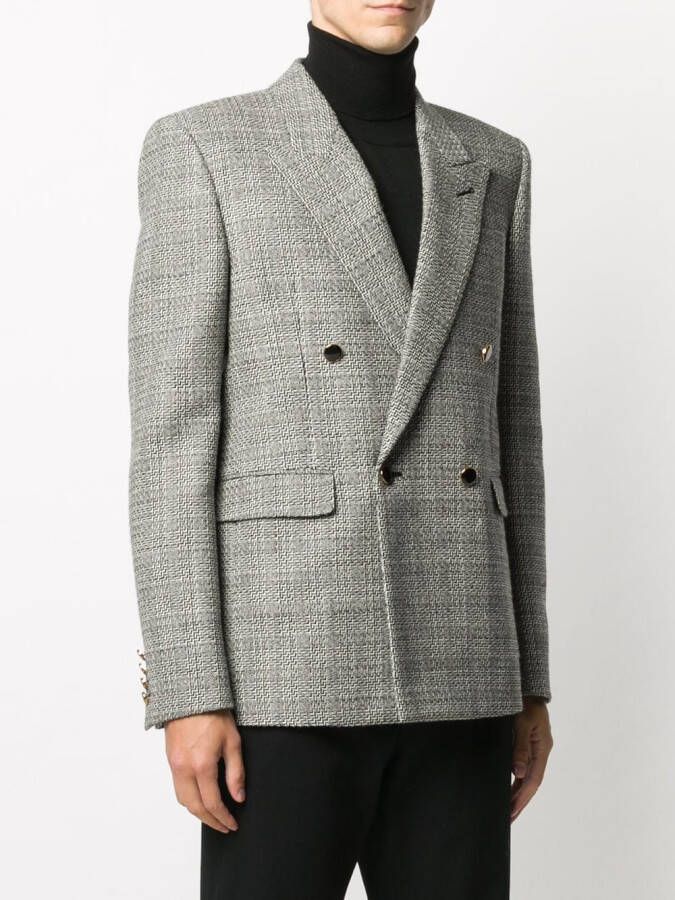 Saint Laurent Blazer met enkele rij knopen Beige