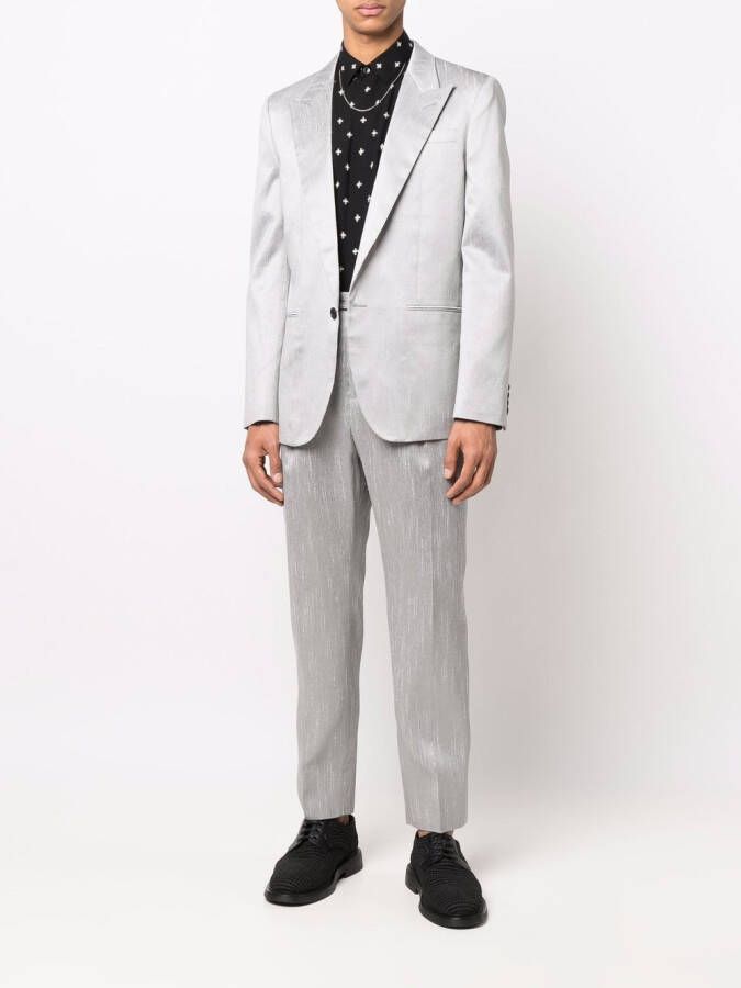 Saint Laurent Blazer met enkele rij knopen Grijs