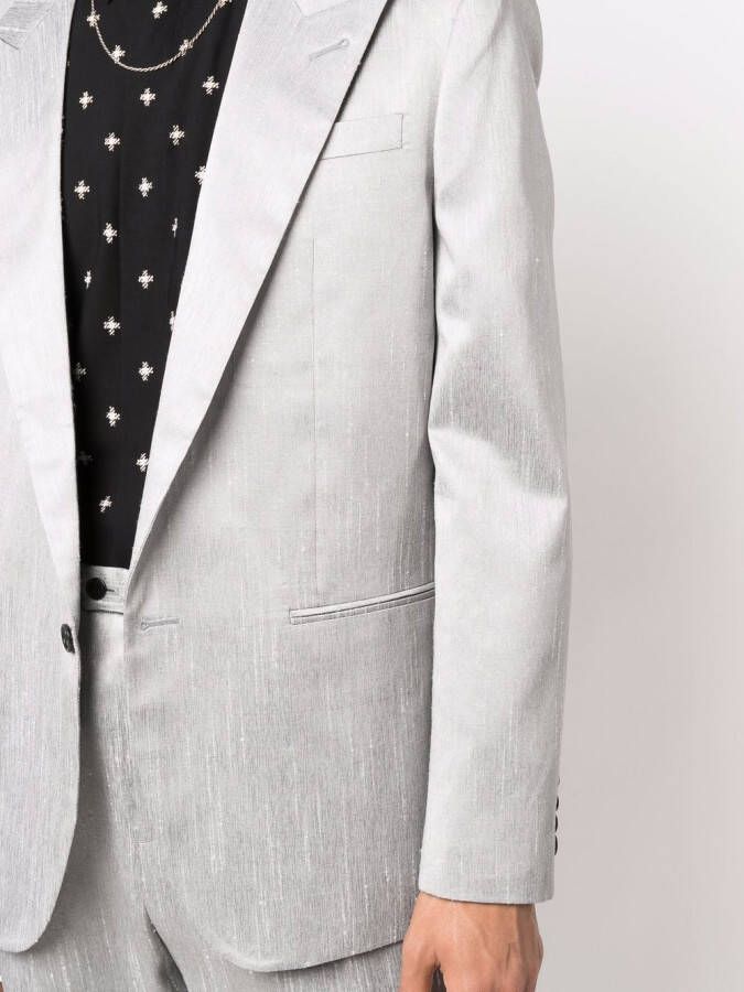 Saint Laurent Blazer met enkele rij knopen Grijs